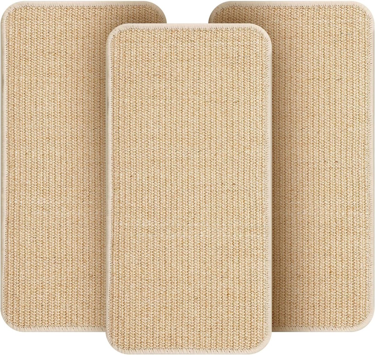 Krabmatten, 3 stuks, robuust en duurzaam, krabplanken voor katten, sisal, 50 x 25 cm, beschermt je bank, meubels, tapijt en muren tegen krassen (houtkleur)