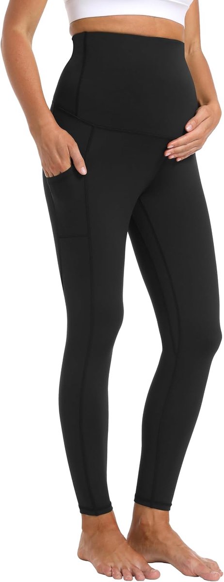 Zwangerschapslegging voor dames, thermische hoge taille, ondoorzichtig, zakken, stretch, zwangerschapsmode, yoga, sport