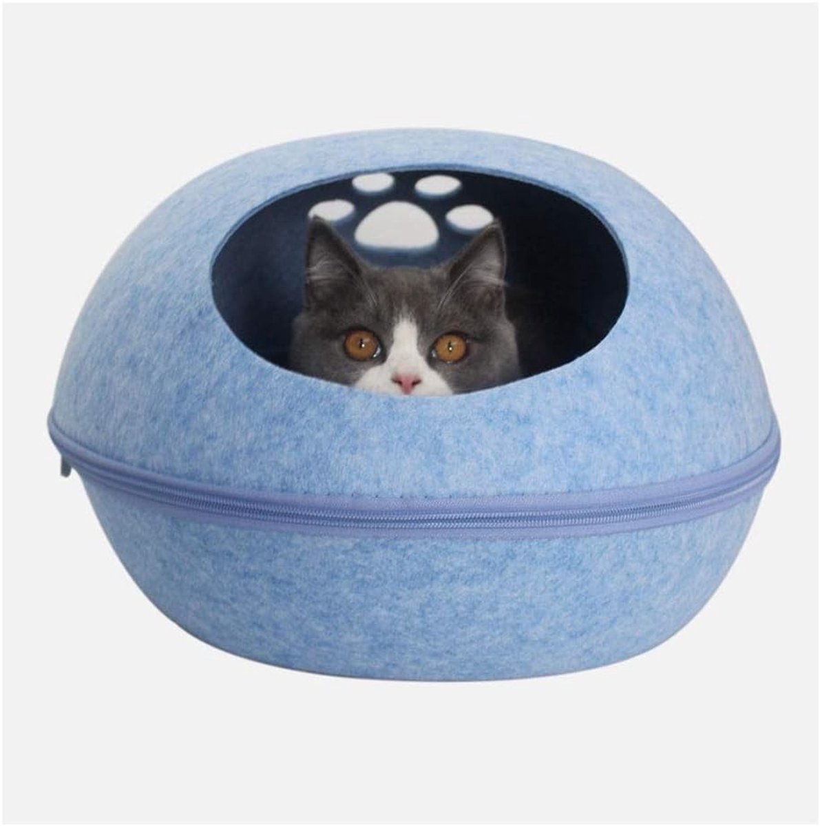 Hond kat bed grot slaapzak rits eivorm huisdier bed vilt doek huisdier huis nest kat mand voor katten dieren benodigdheden huisdier huis huisdier bed (kleur: blauw, maat: M)