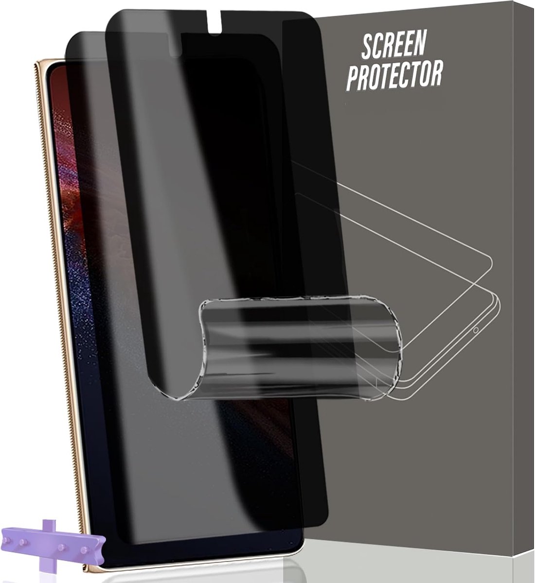 Displaybeschermfolie voor Honor Magic V6 [geen glas], privacy TPU-folie 2 stuks, 3D volledige afdekking, anti-spy displaybeschermfolie