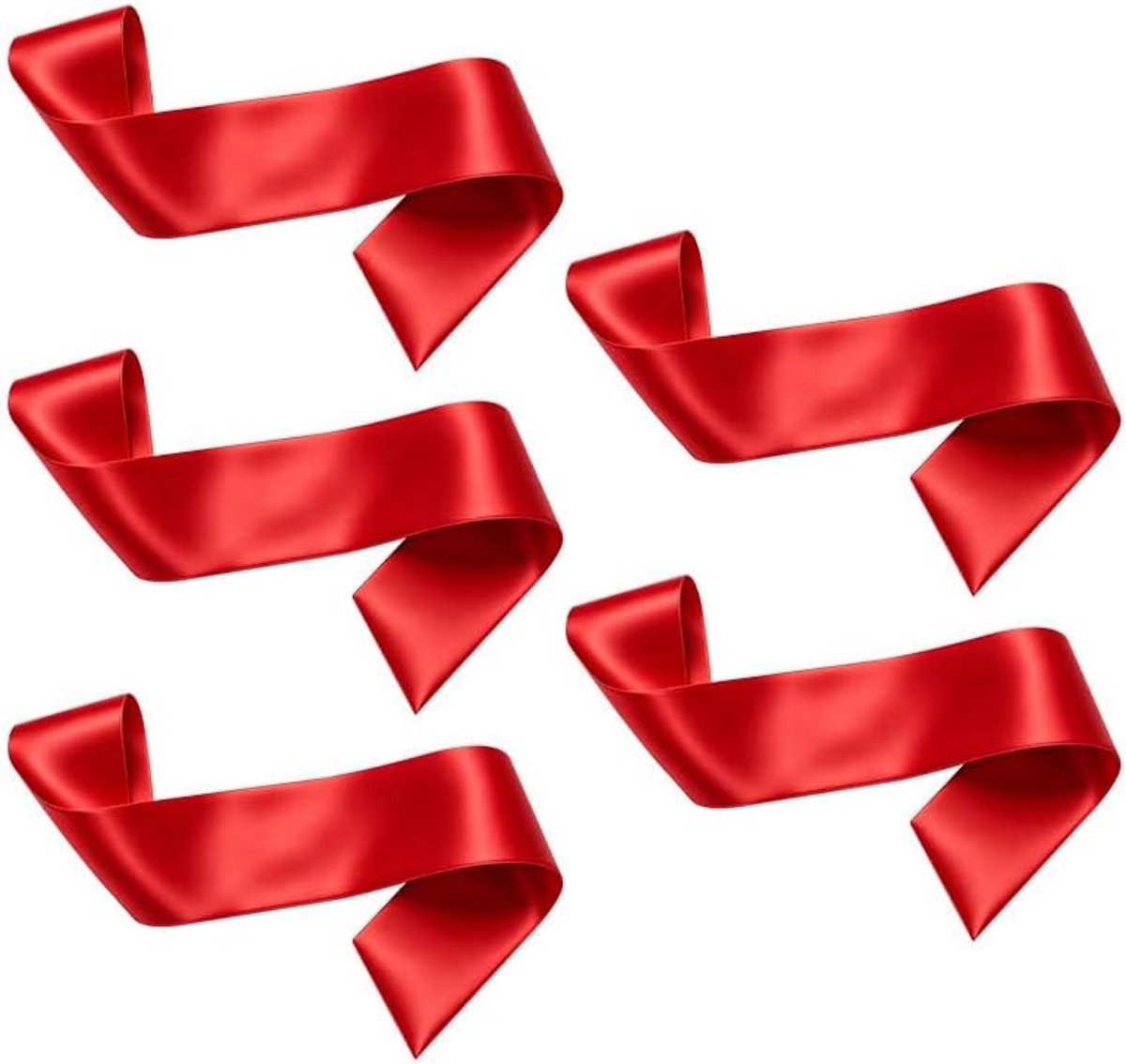 5 stuks witte satijnen sjerpen, 9,5 x 160 cm, voor feestdecoratie (rood)