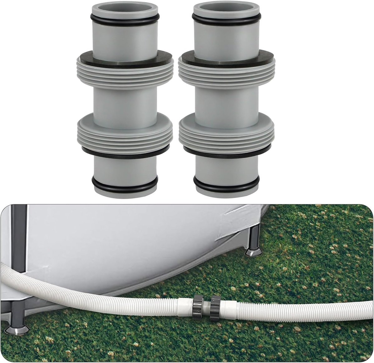 Set van 2 stuks 38 mm zwembadslangadapter, zwembadslangadapter, aansluiting voor zwembadaansluiting, compatibel met Intex Bestway Coleman, perfect voor zwembadslangenverlenging