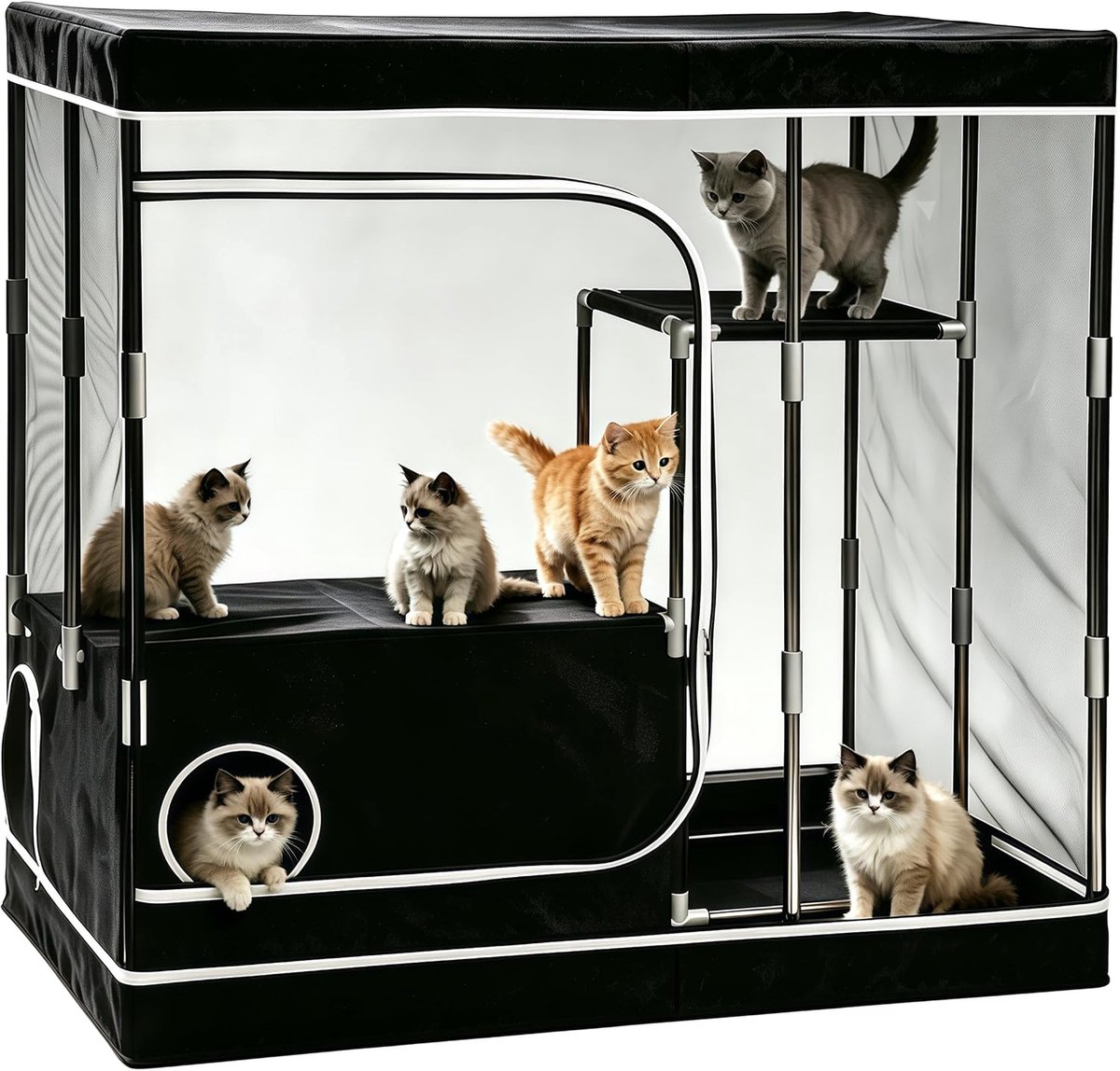 Kattenverblijf voor katten en kittens met 360° ventilatienet