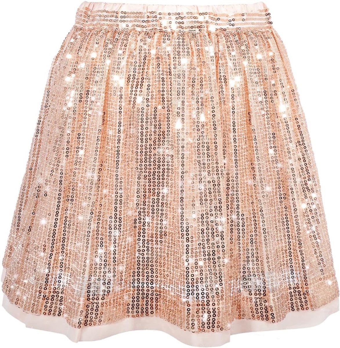 Paillettenrok voor meisjes, glanzend, met elastische taille, prinsessenrok met glitter voor feestjes