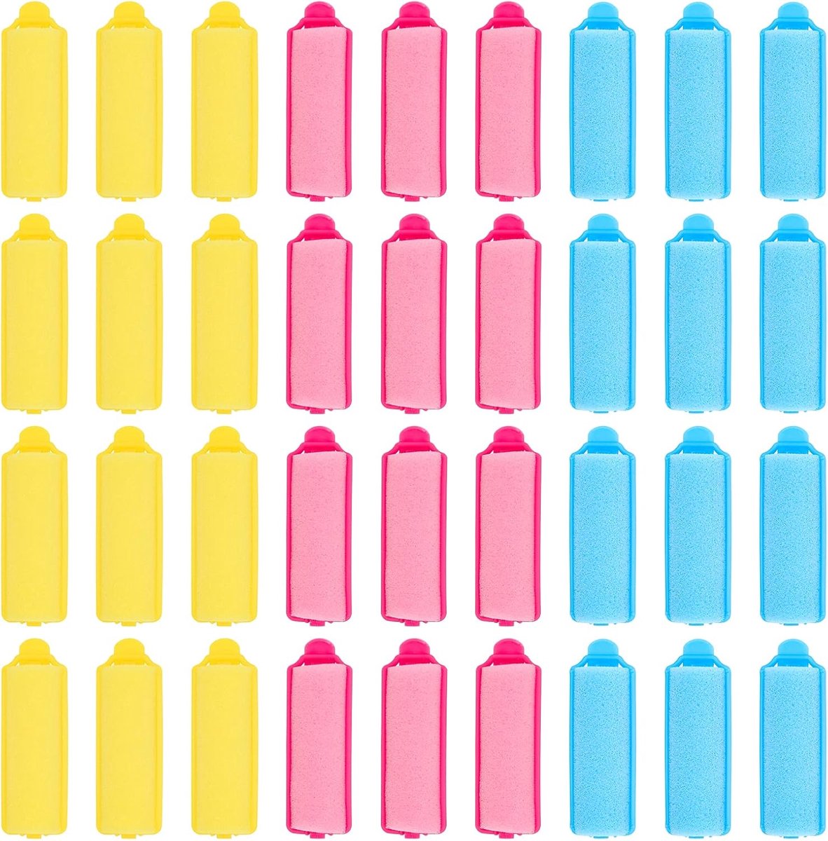 Haarrollers, 36 STUKS Zachte Krullers voor Kort Haar, Doe-het-Zelf Haarstyling Kappersgereedschap Haarrollers voor Vrouwen en Kinderen (Roze, Geel, Blauw) (20mm)