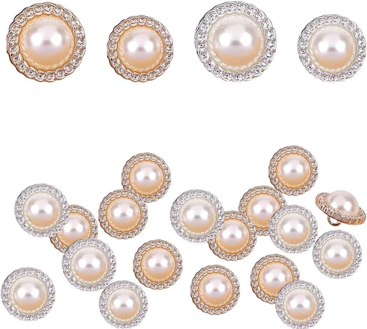 80 Stuks Parelsgewijze Naai Knopen, 15/11,5 mm Ronde Vrouwen Jas Knopen Vervanging voor Vintage Decoratie en DIY Kledingaccessoires