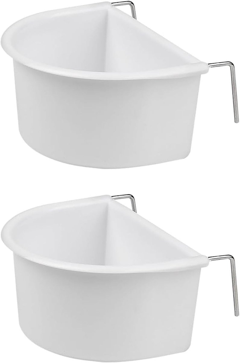Hanging D-vormige vogelvoederbakken, 2 stuks, plastic voederaccessoires voor kleine vogels, parkieten en cockatiels