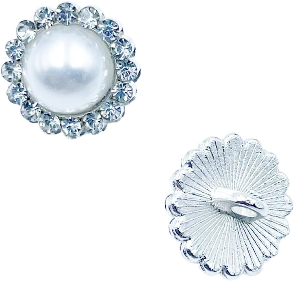 Knopen,vervangende knopen,kristallen parelknopen,ambachtelijke knopen,platte achterkant,glanzende knoop,naaiknoop voor sieraden,kleding,overhemdaccessoires,1,2 cm,zilver L
