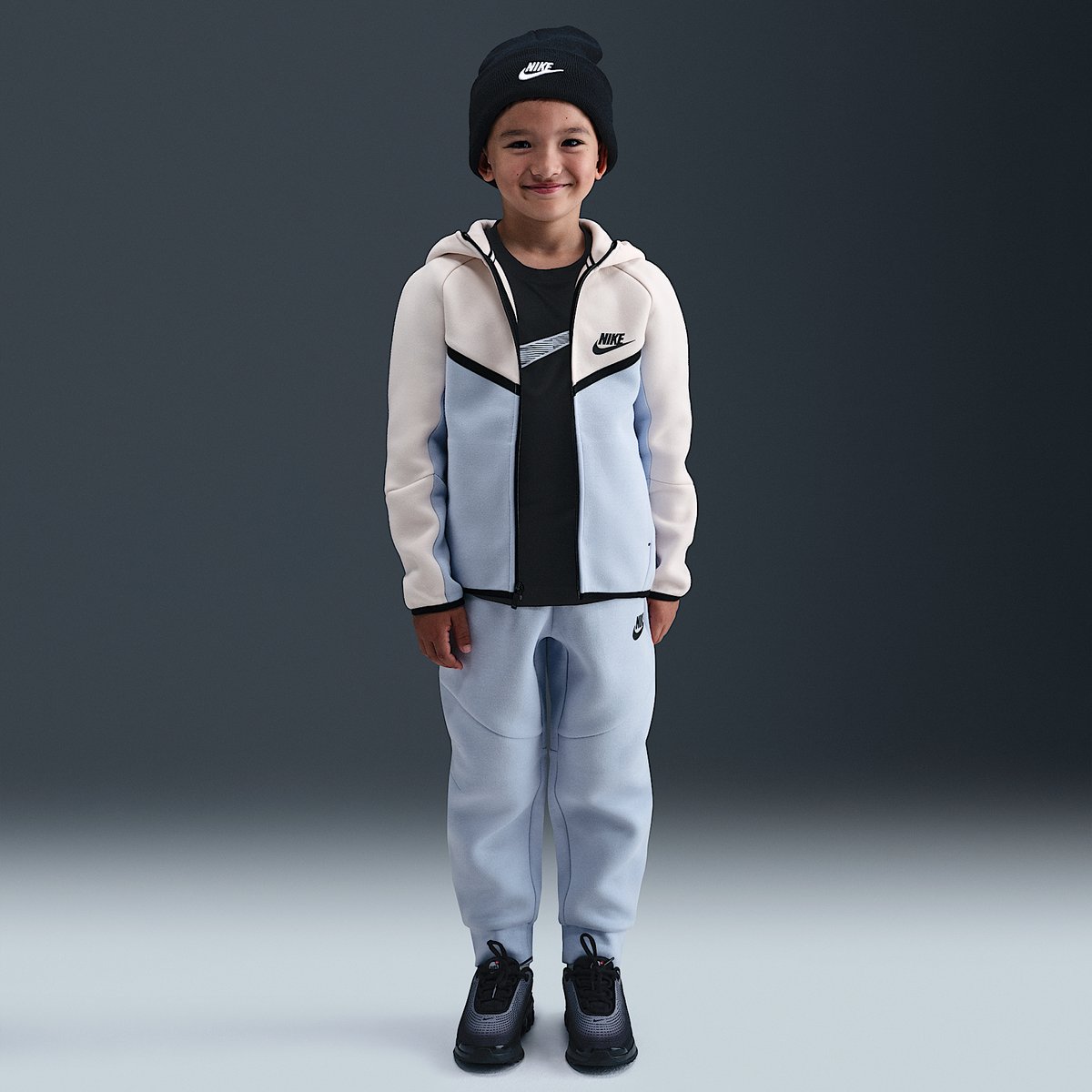 Nike Sportswear Tech Fleece Full-Zip Set Trainingspak – Ghost Gebroken Tech Fleece Lifestyle Kinder Trainingspak voor Jongens en Meisjes Wit