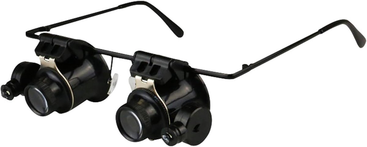 Op het hoofd gemonteerde vergrootglas, LED-lamp 20X vergrotingsglazen met batterij, professionele horloge reparatie brillen, kranten lezen hoge definitie oog loep glas