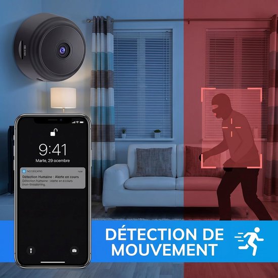 Draadloze WiFi-beveiligingscamera voor binnen en buiten 1080P - Bewegingsdetectie, nachtzicht, alarm, mini-binnencamera voor huis, tuin, kantoor — afbeelding 4