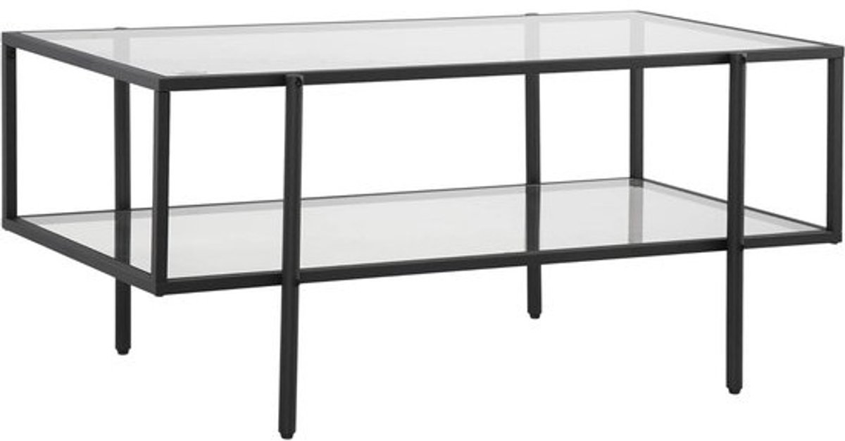 Moderne bijzettafel met glazen blad en 3 planken, stalen frame
