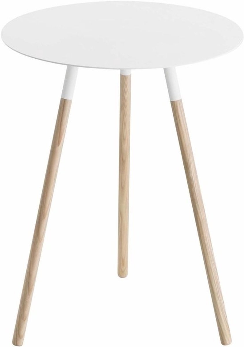 Bijzettafel Hout - Houten Tafel - Woonkamer Inrichten - Minimalistisch Design - 40x40x50 cm - Wit