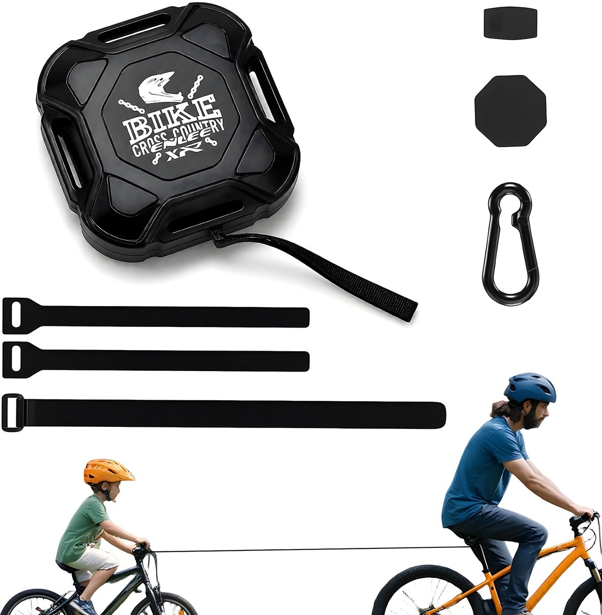 Fietssleepkabel - Fietstrekkoord voor Buitenritten - Trekband voor Ouder en Kind - Uitschuifbaar tot 2,5 Meter - Licht en Eenvoudig te Monteren - Zwart