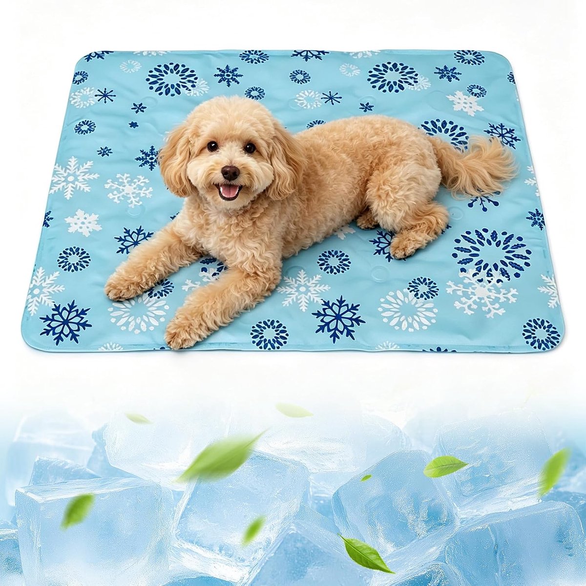 Koelmat voor katten en kleine honden, 50 x 60 cm, zelfkoelend met polymeergel, dubbele sluiting, unieke vulling, ideaal voor transportkooi
