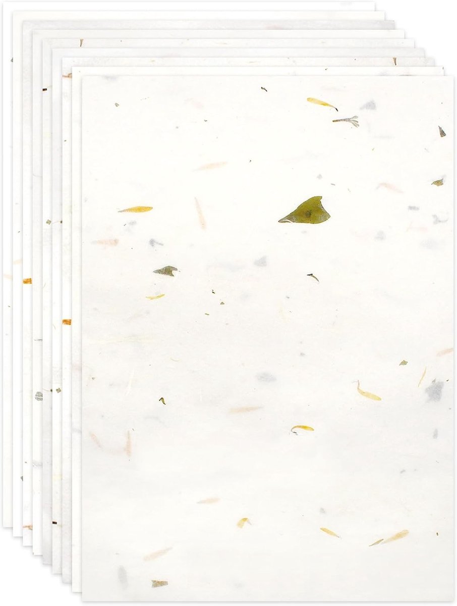 Natuurlijke A4 Mulberry Papier, 50 Vellen, Geschikt voor Decoupage, Schrijven, Schilderen en DIY Creaties, 21 x 29,7 cm