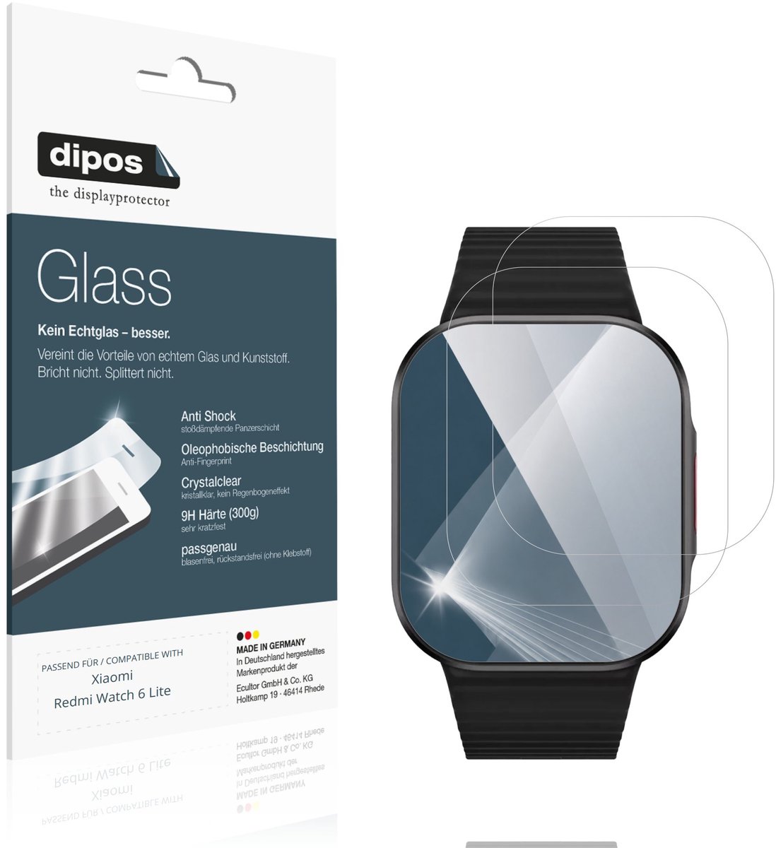 dipos – 2x Pantserfolie geschikt voor Xiaomi Redmi Watch 6 Lite | 9H Screenprotector