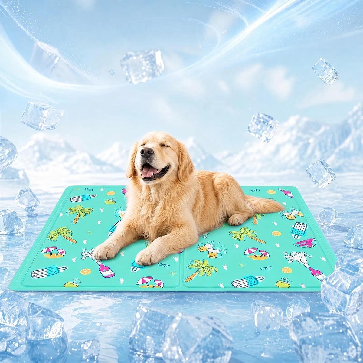 Hondenmat, verkoelende onderlegger voor hond en kat, waterdicht, krasbestendig, voor binnen en onderweg, 40 x 50 cm, groen