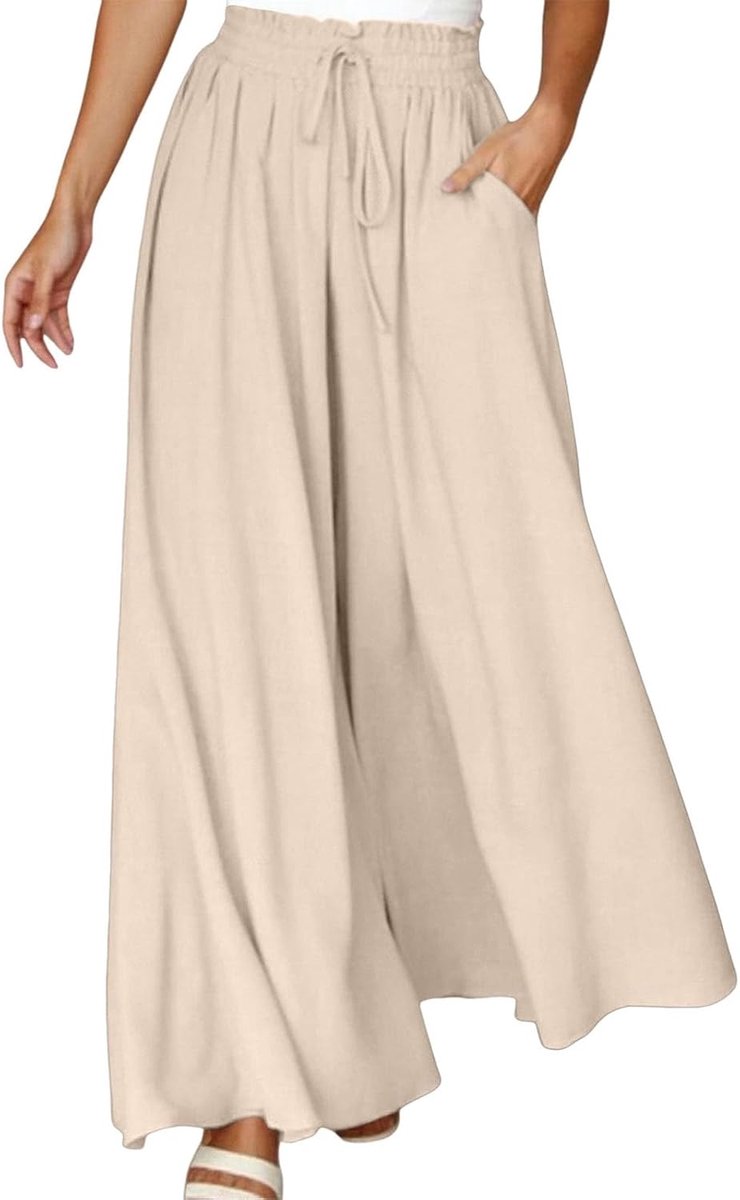Damesbroek met brede pijpen, trekkoord, brede broek voor dames, yogabroek, hippies, strand, boho, palazzo, groot