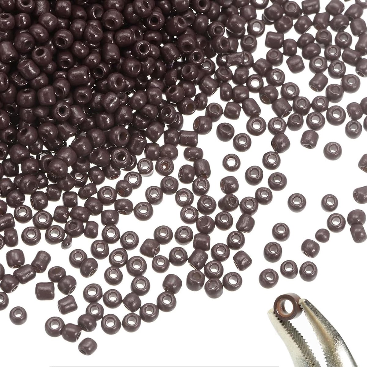 200 Stuks Nano Ringen, Siliconen Gevoerde Nano-Ringen, 3 mm Haarkralen voor Haarverlengingen (Bruin)