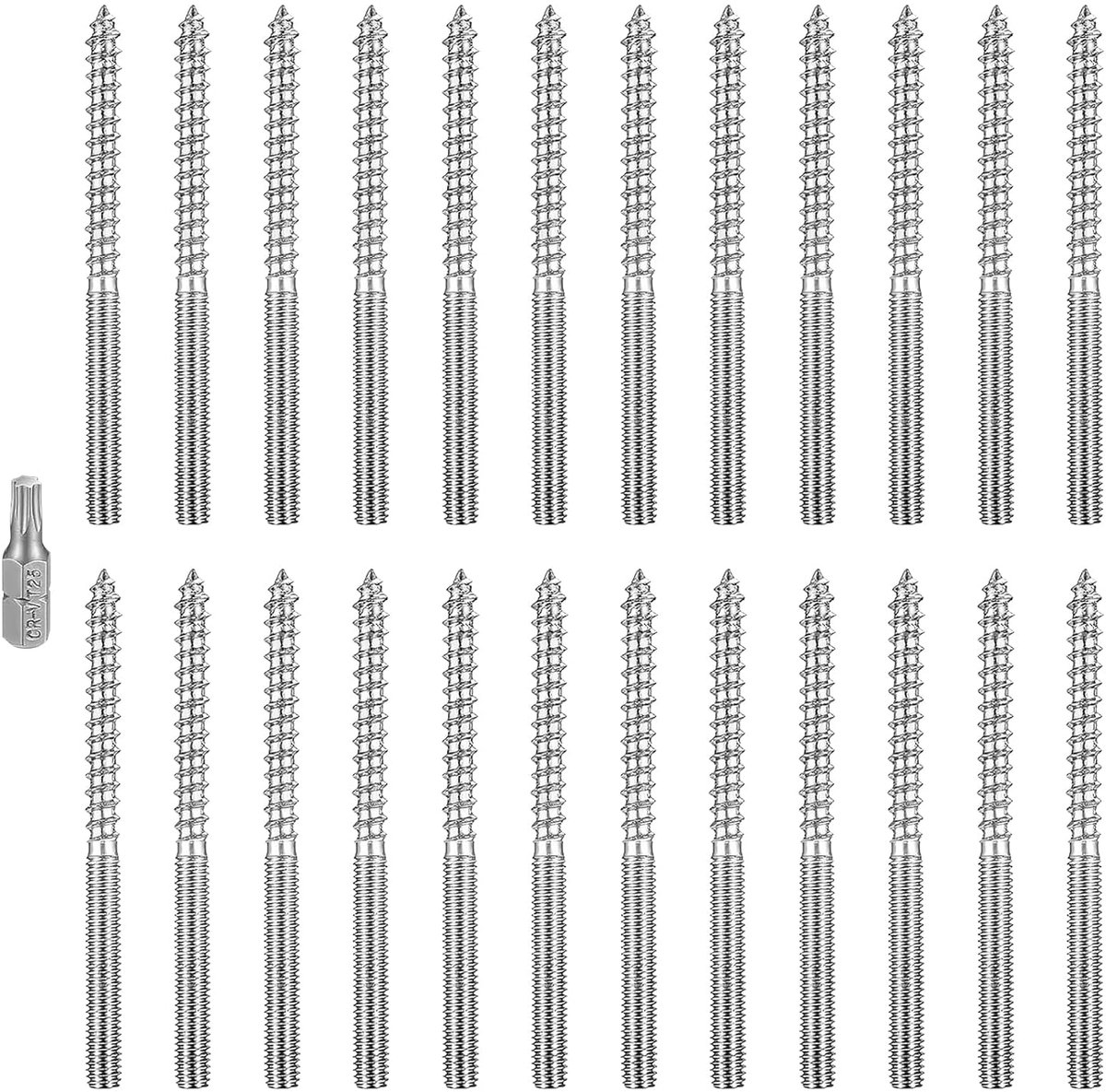 24 stuks stokschroeven M6, M6 x 80 mm Torx stokschroef