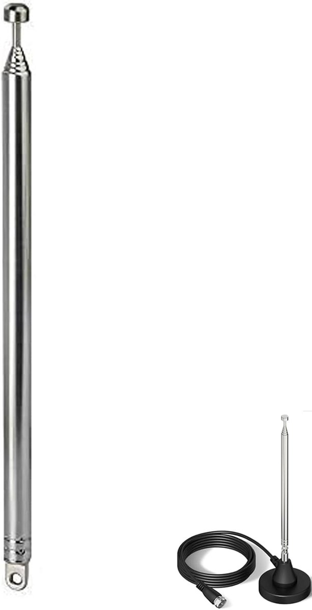 Radio-antenne, vervanging, 7-secties, 110 cm, telescopische antenne, compatibel met TV, ATSC, DVB-T, DVB-T2, draagbare binnenradio, bluetooth-stereo-ontvanger, AV-audio,