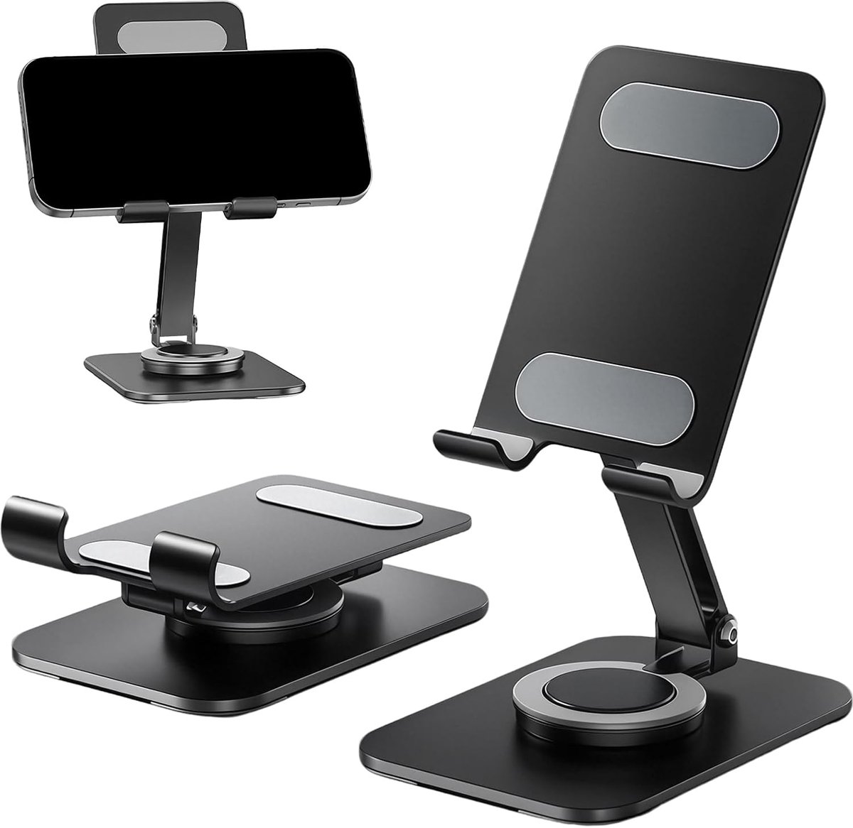 Metalen houder voor iPad Pro 11/12.9, Air, Mini, Samsung Tab (4,7-13 inch) in carbon zwart