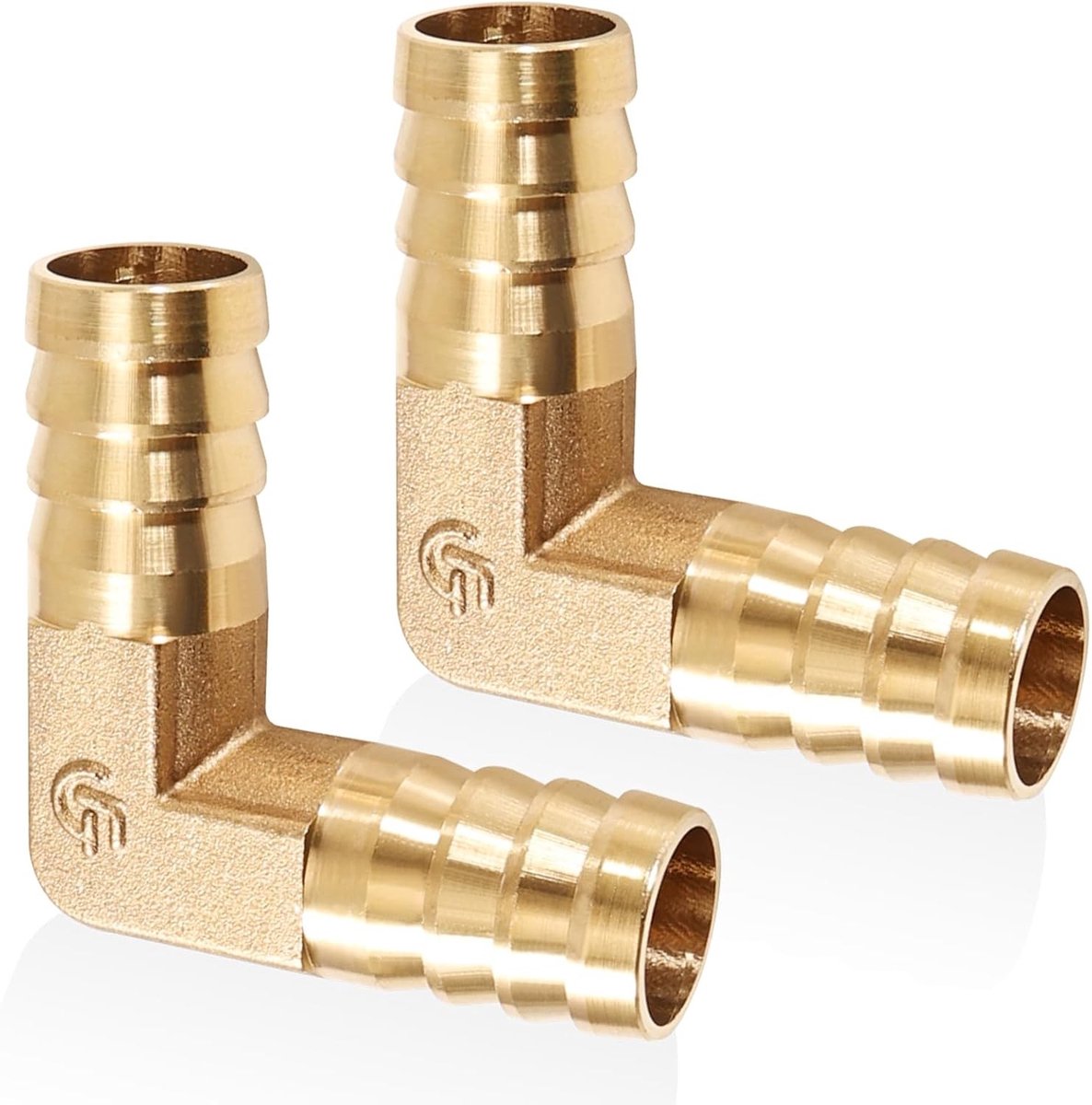 Set van 2 Messing Tuinslangadapters, 16 mm, 90 Graden Hoekverbinding, Slangconnector voor Water en Olie, Tuinaccessoires en Verbindingselementen