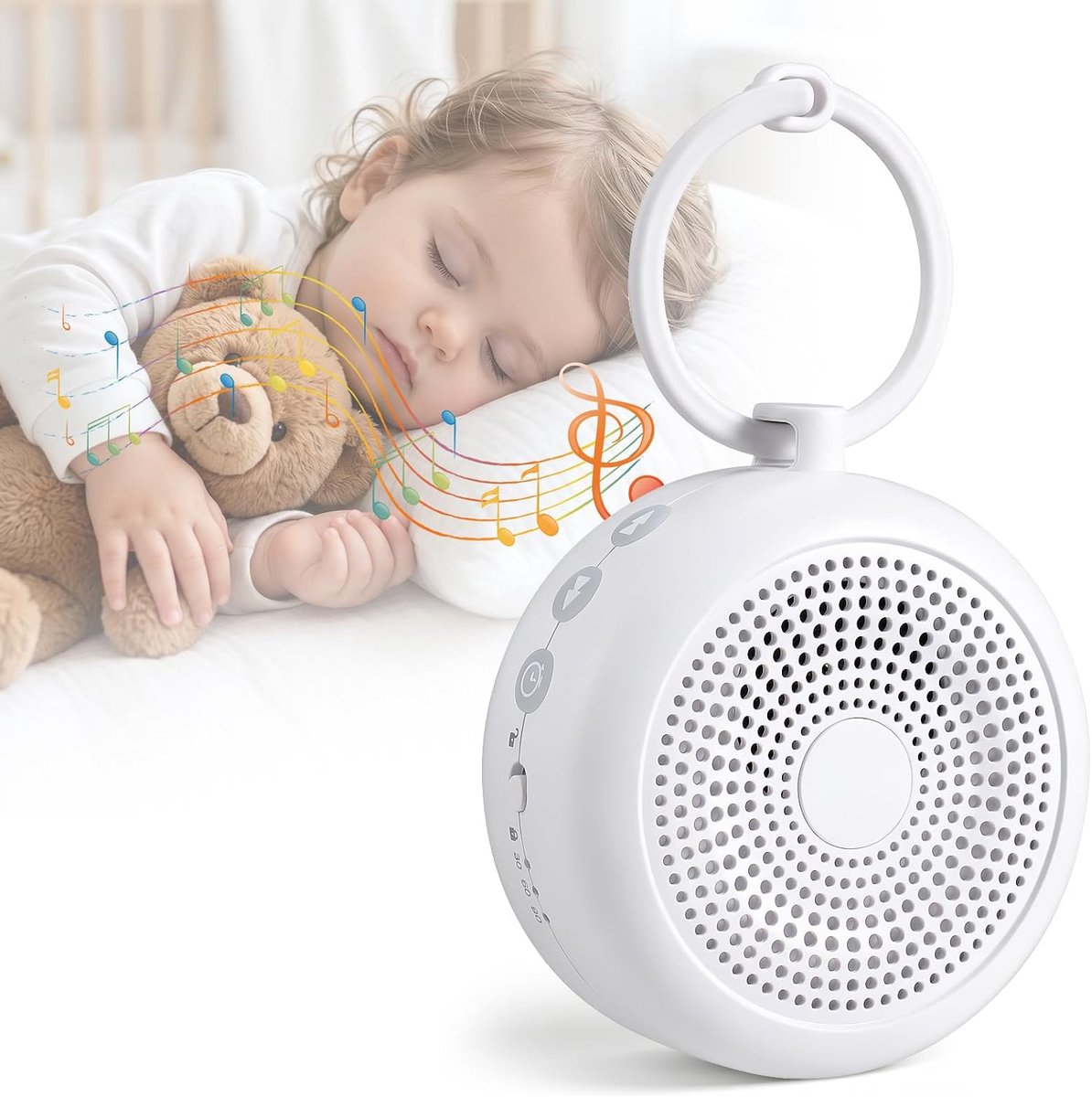 witte ruismachine voor baby's, 29 natuurlijke geluiden, slaaphulp met timer 30/60/90 min, kinderbeveiliging, voedselveilige siliconen, oplaadbaar geluidsapparaat voor kinderbed
