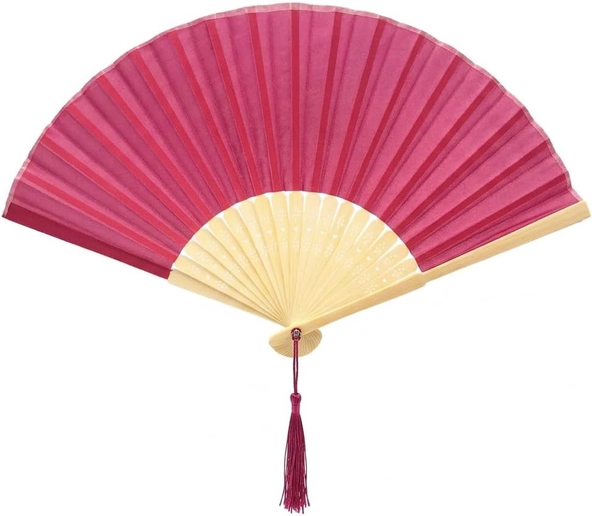 zijden opvouwbare handwaaier - bamboe handheld papieren waaierstijl met kwastje, bruiloftsfans voor gasten, bruidsdouche en vrijgezellenfeest, vintage Japanse trouwrekwisieten en