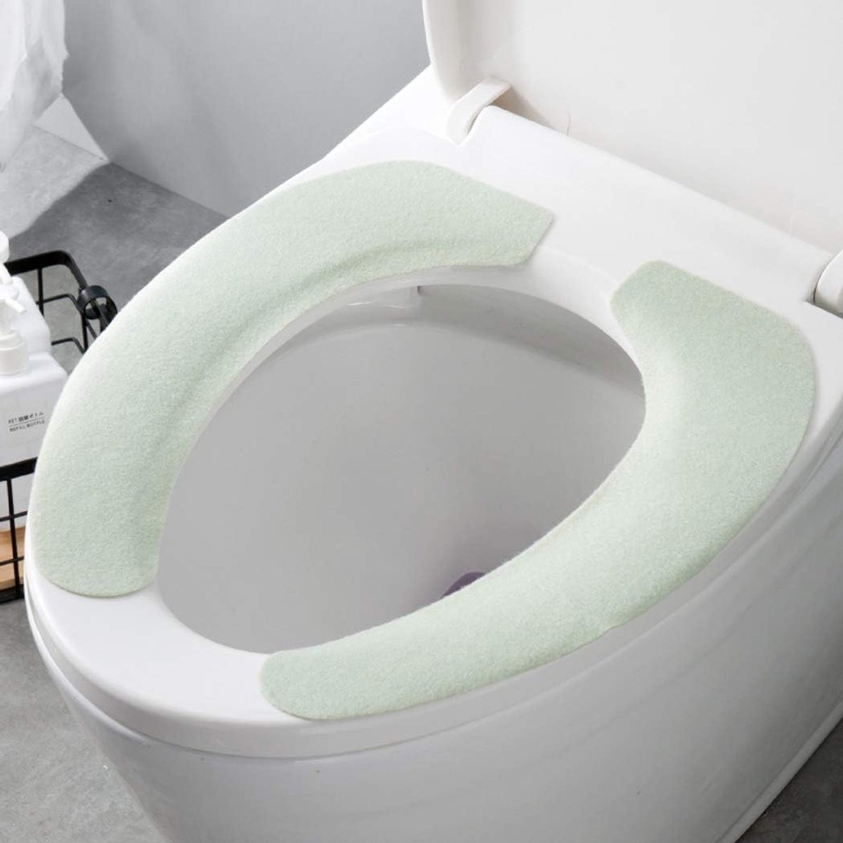 3 stuks warme toiletstoelhoezen, toiletstoelhoes, kussen, warme toiletstoelhoezen, adsorptie toiletstoelmat, machinewasbaar - groen