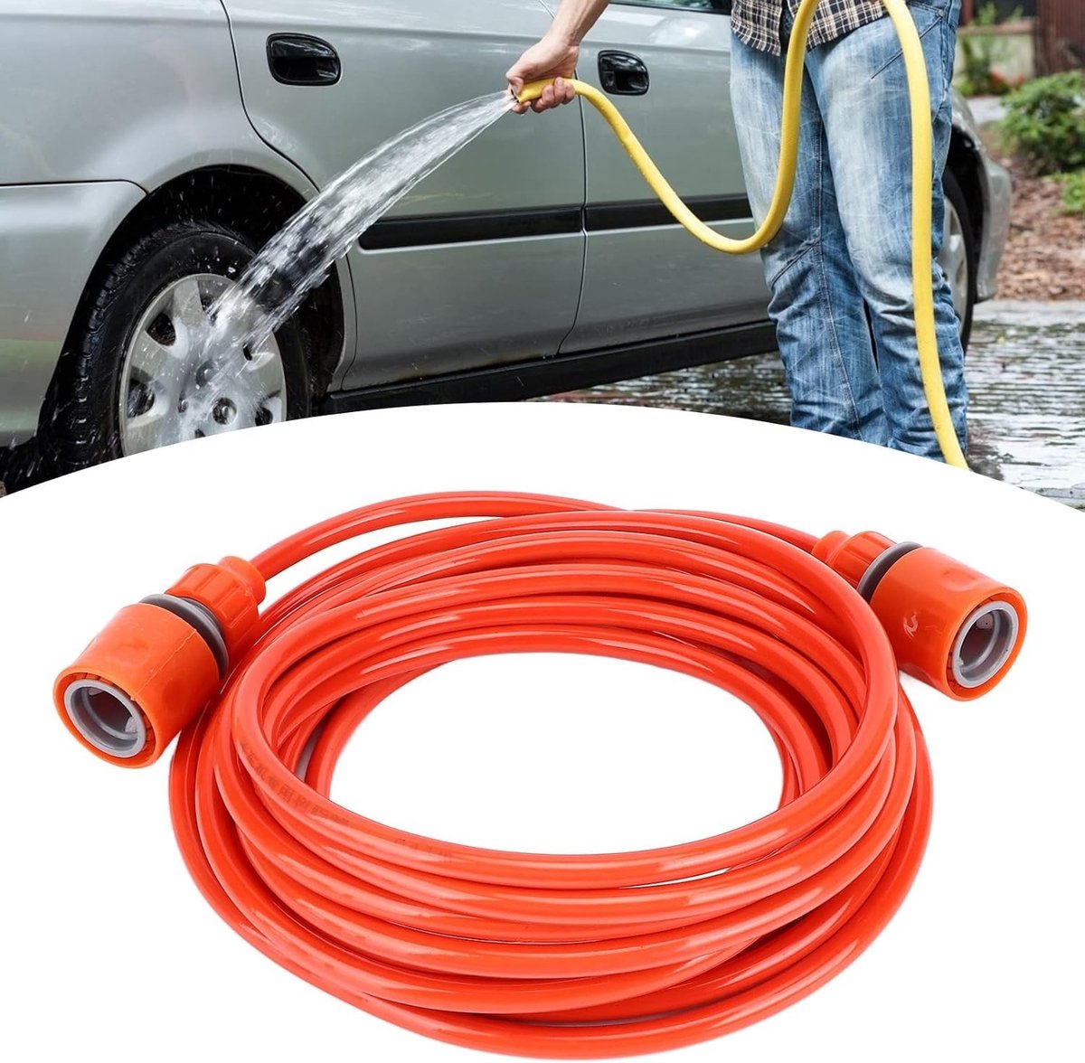 Korte tuin slang van 6 meter, hoogdruk, flexibel en slijtvast, ideaal voor waterontharders en ontvochtigers
