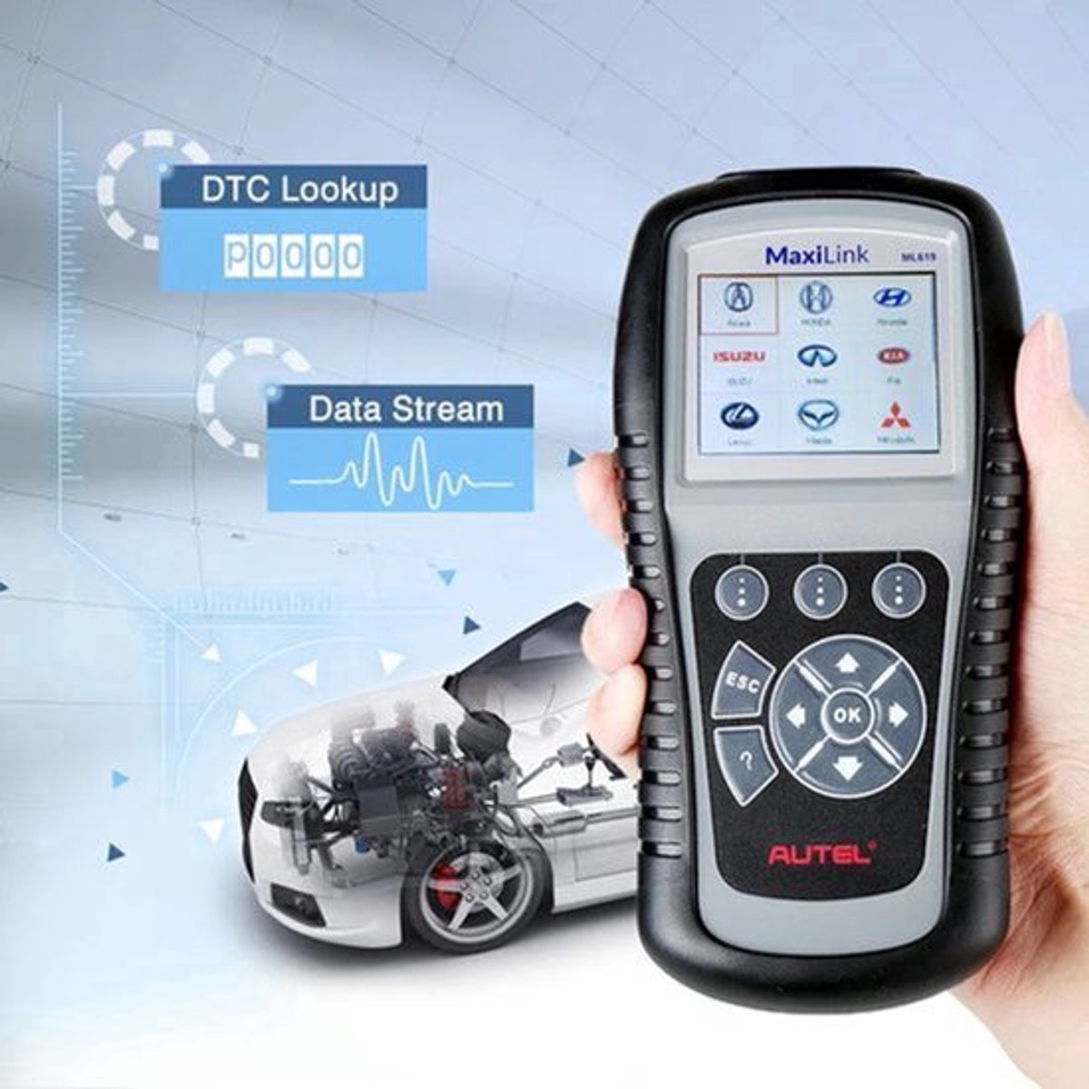 OBD2-Scanner - Diagnosecomputer - Slimme Diagnosetool - Foutverwijdering - Bidirectionele bediening - OBD OBD2 ABS SRS Diagnostische Scan Tool - Automatische Scanner - Codelezer - Zwart