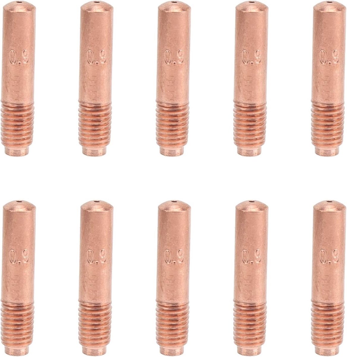 10 Stuks Koper Geleidende Mondstukken 0.9mm - Handig en Compact voor MIG Lassen, Duurzame Vervangingen met Uitstekende Afwerking