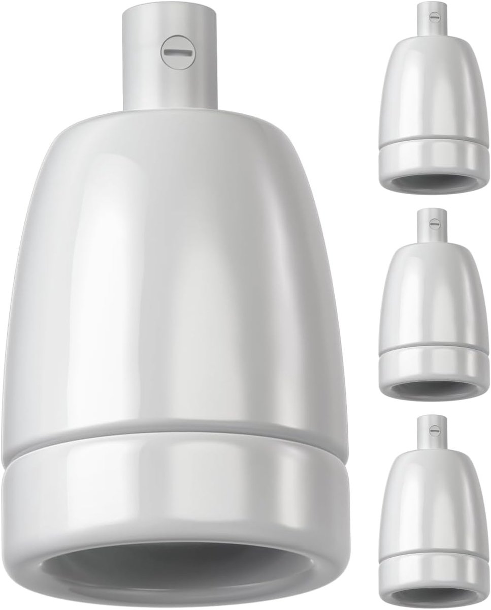 ledscom.de 4x E27 fitting, porselein, wit, 230V AC, max. 300W