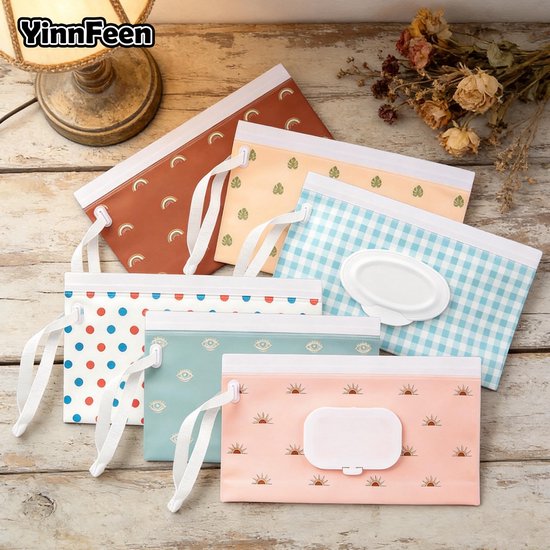 Namajunas - 6 Stusk Billendoekjes houder - Vochtige tissuehouder - Natte doekjes houder - Dispenser - Billendoekjesdoos - Vochtig toiletpapier houder - voor make up doekjes, reinigingsdoekjes - Baby cadeau - Kraamcadeau - Voor onderweg voor baby — afbeelding 3