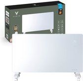 Varin® Smart Design Elektrische kachel - 2500 Watt - 85x55cm - Helder wit glas - IP24 - Met thermostaat - Wandmontage of verrijd - Elektrische verwarming badkamer - Convectorkachel electrisch - Electrische kachels voor binnen - Elektrisch - Tuya Wifi