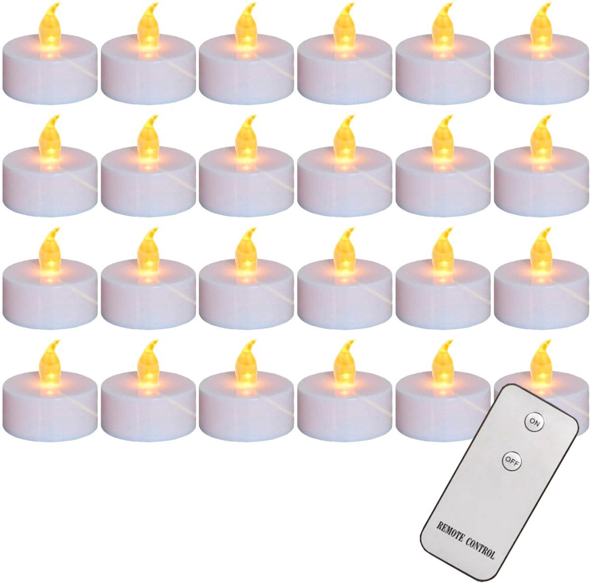 Best Active 24 LED Waxinelichtjes met Flikkerende Vlam - Inclusief Afstandsbediening en Batterijen - 100+ Branduren - Elektrische Kaarsen op Batterijen - Theelichtjes - Kerstverlichting - Kerst Kaarsen
