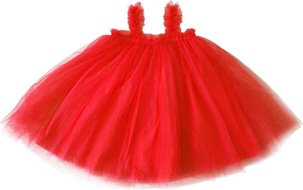 prinsessenjurk voor babymeisjes, zonder mouwen, van tule, 1 rood, 18 Maanden