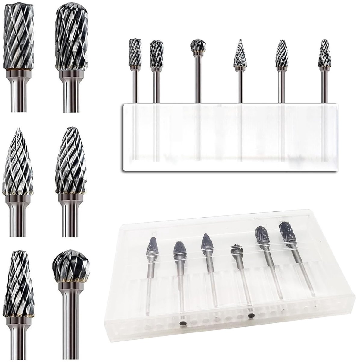 6-delige Set van Houtbewerking Freesbits voor Dremel, Diamant, Tungsten Staal, Geschikt voor Hout, DIY Houtsnijwerk en Boren