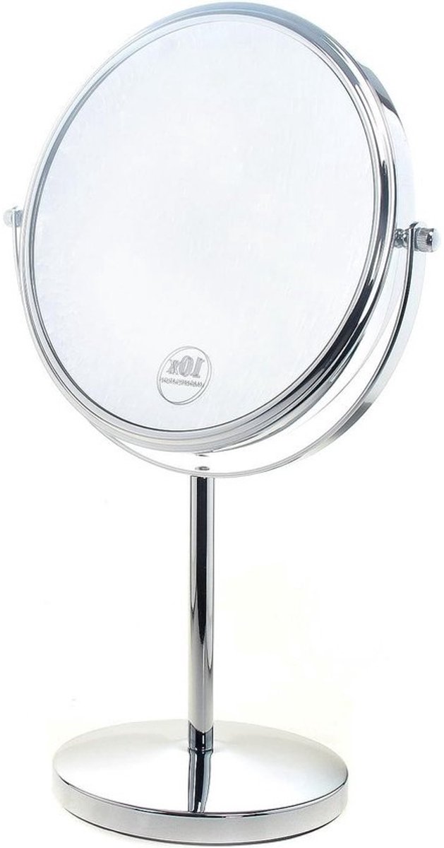 staande spiegel 10 x vergroting 20 cm - cosmetische make-up spiegel 360° draaibaar - verchroomde scheerspiegel tafelspiegel - badkamerspiegel dubbelzijdig: normaal + 10x vergroting