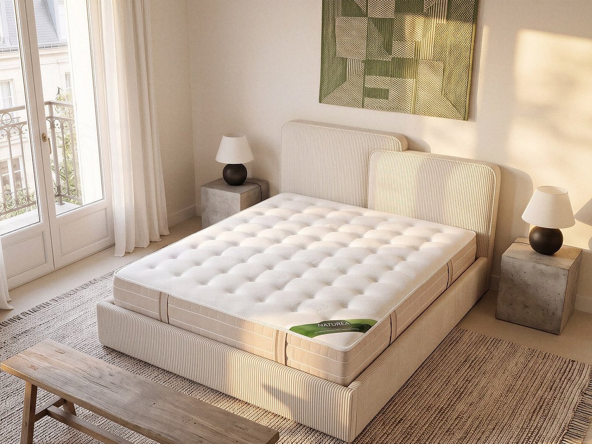 Vente-unique Matras 160 x 200 cm pocketveren 5 zones traagschuim en anti-bedwantsen tijk dikte 24 cm - VIREVO van NATUREA Wit