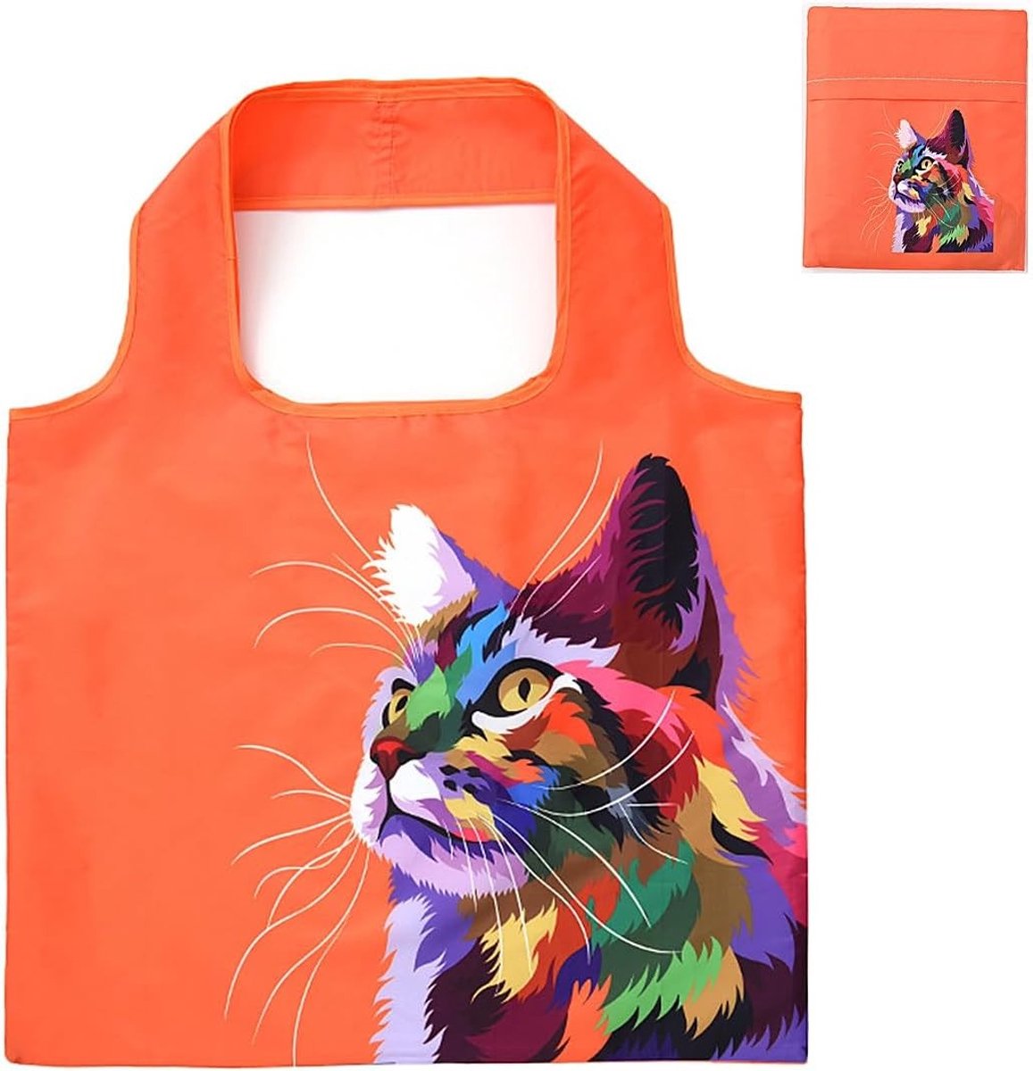 Grote Vouwbare Winkeltas 50 x 40 cm met Dierenprint, Herbruikbare en Scheurvaste Handtas voor Winkelen en Reizen