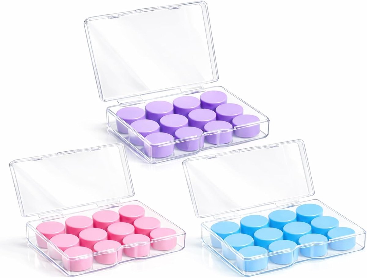Zachte en Waterdichte Oordopjes, 18 Paar in Blauw, Roze en Paars, Geschikt voor Kinderen en Volwassenen, Herbruikbaar met Effectieve Geluidsisolatie en Comfort