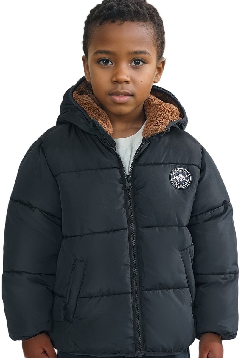 Currero Winterjas Parka Jongens Lange Jas Wintermantel Overjas Gewatteerd Waterdicht Winter Stijlvol Mantel Kinderen 7 Jaar Zwart