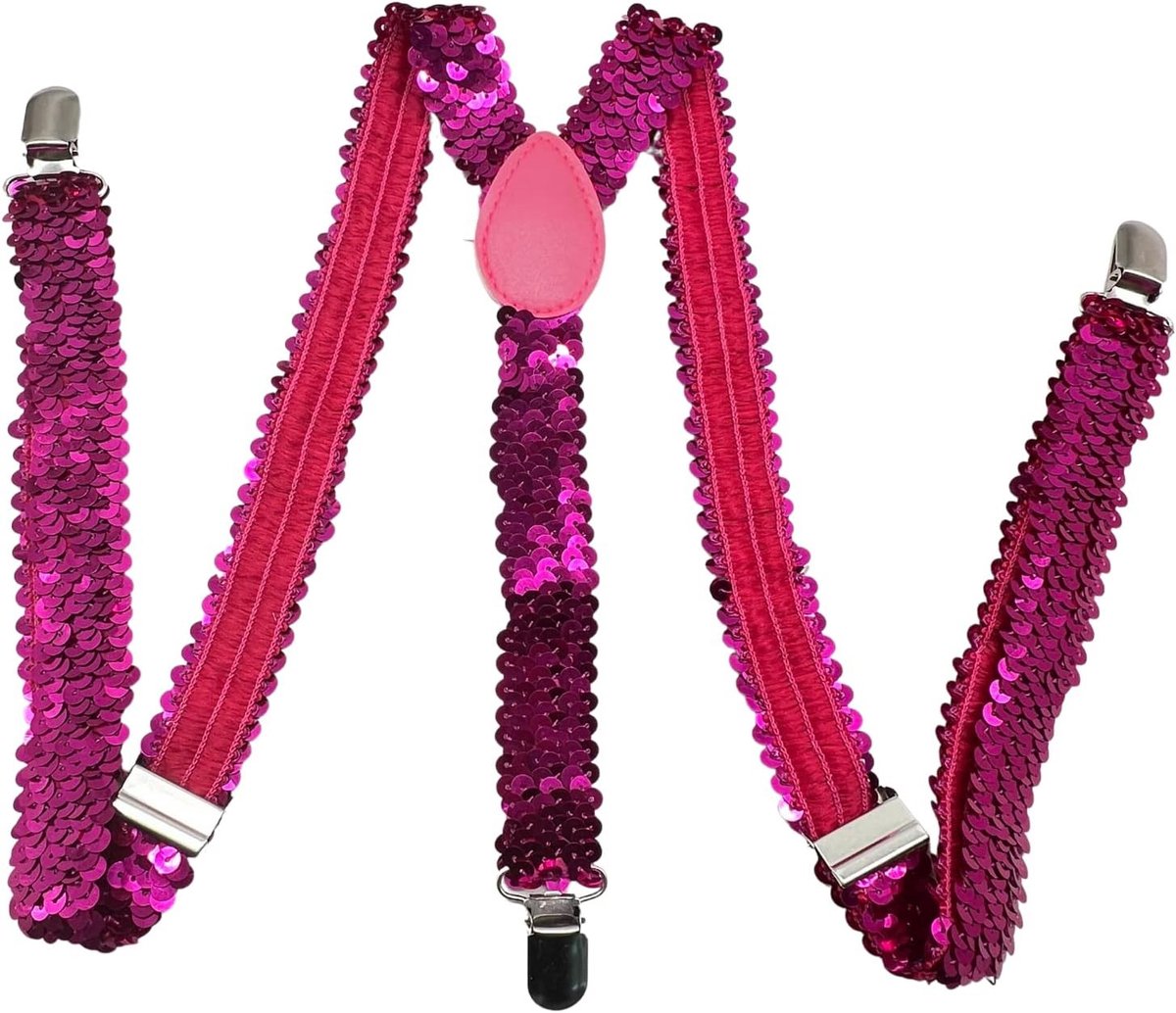 Elastische Y-back Suspender voor Volwassenen met Sterke Clips en Pailletten - Kostuumaccessoires voor Mannen en Vrouwen