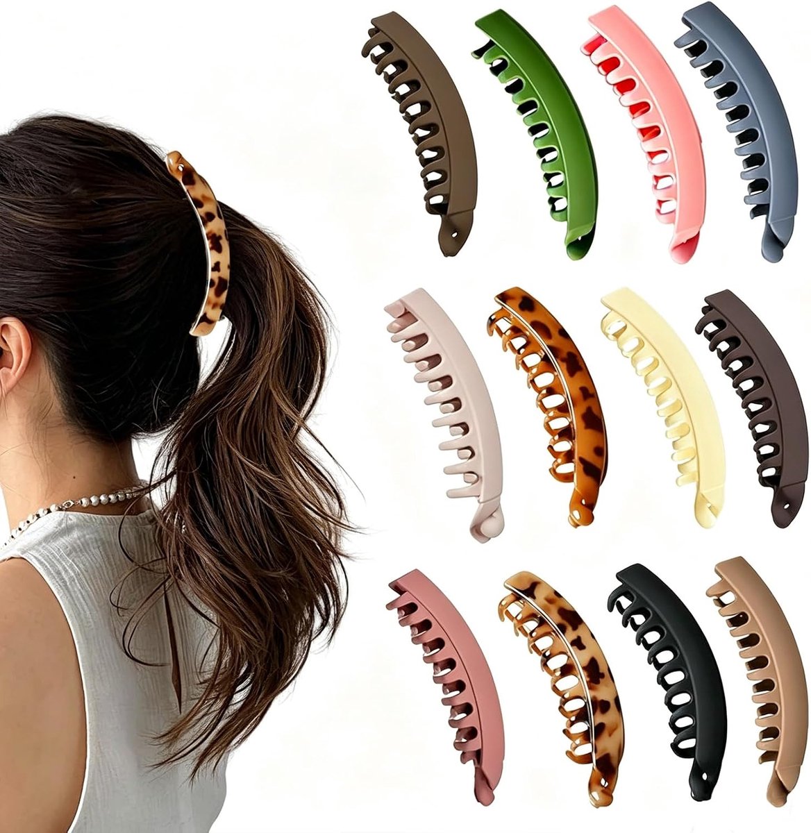 12 Stuks Bananenklemmen Voor Dames Grote Haarklem Banaanclip Haarclip Antislip Haarklem Haarspeld Haarsieraden Voor Dik Haar Lang Krullend Haar Dagelijkse Styling