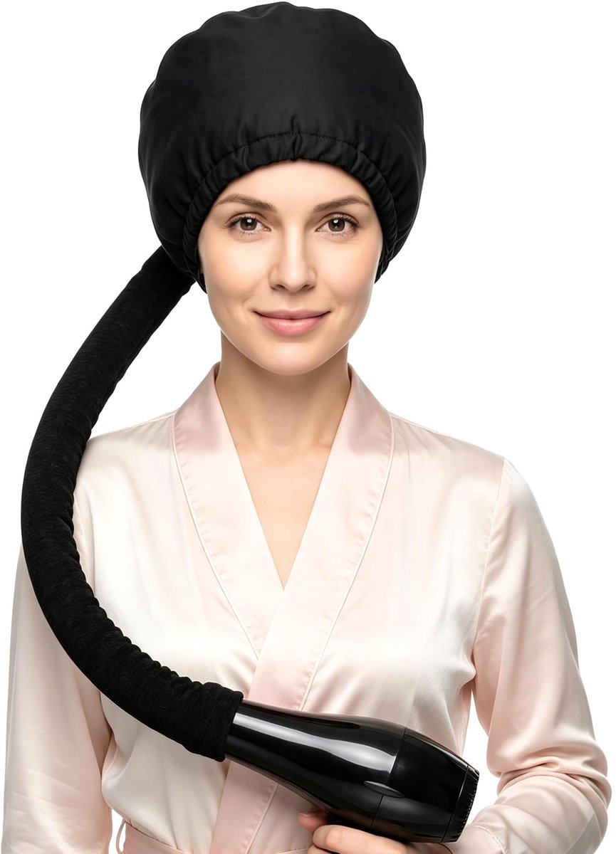 Föhnkap met diffuser verstelbaar - Zwart - Trekkoord voor kleine mondstukken - Geschikt voor styling - ShopVlot
