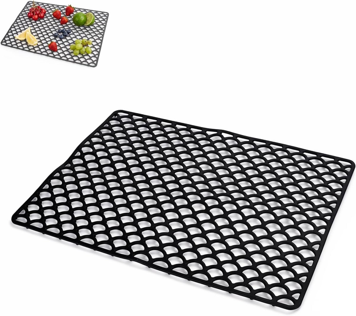 PVC en siliconen 46x31,7 cm gootsteenbescherming (zwart)