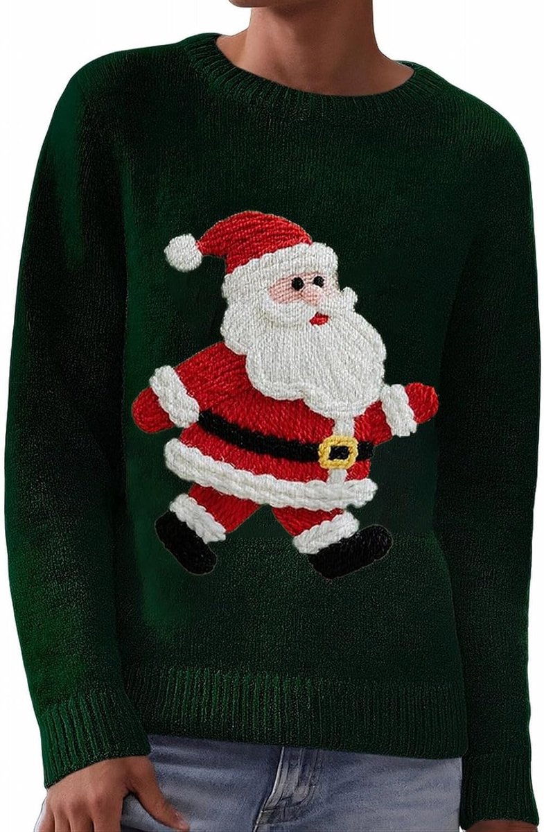 Bedrukte trui, comfortabel, lange mouwen, ronde hals, gebreide top voor feestdagen, feestjes, casual winterkleding, feestelijke mode